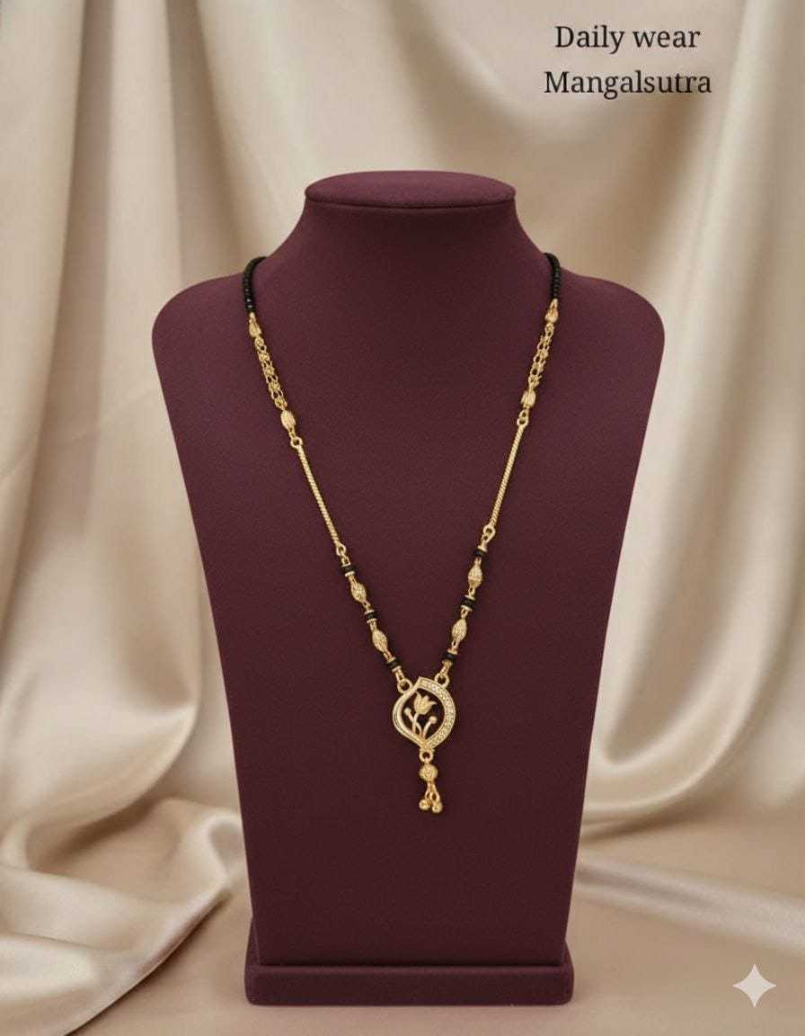 Daily Wear Short Mangalsutra with Petite Gold Pendant