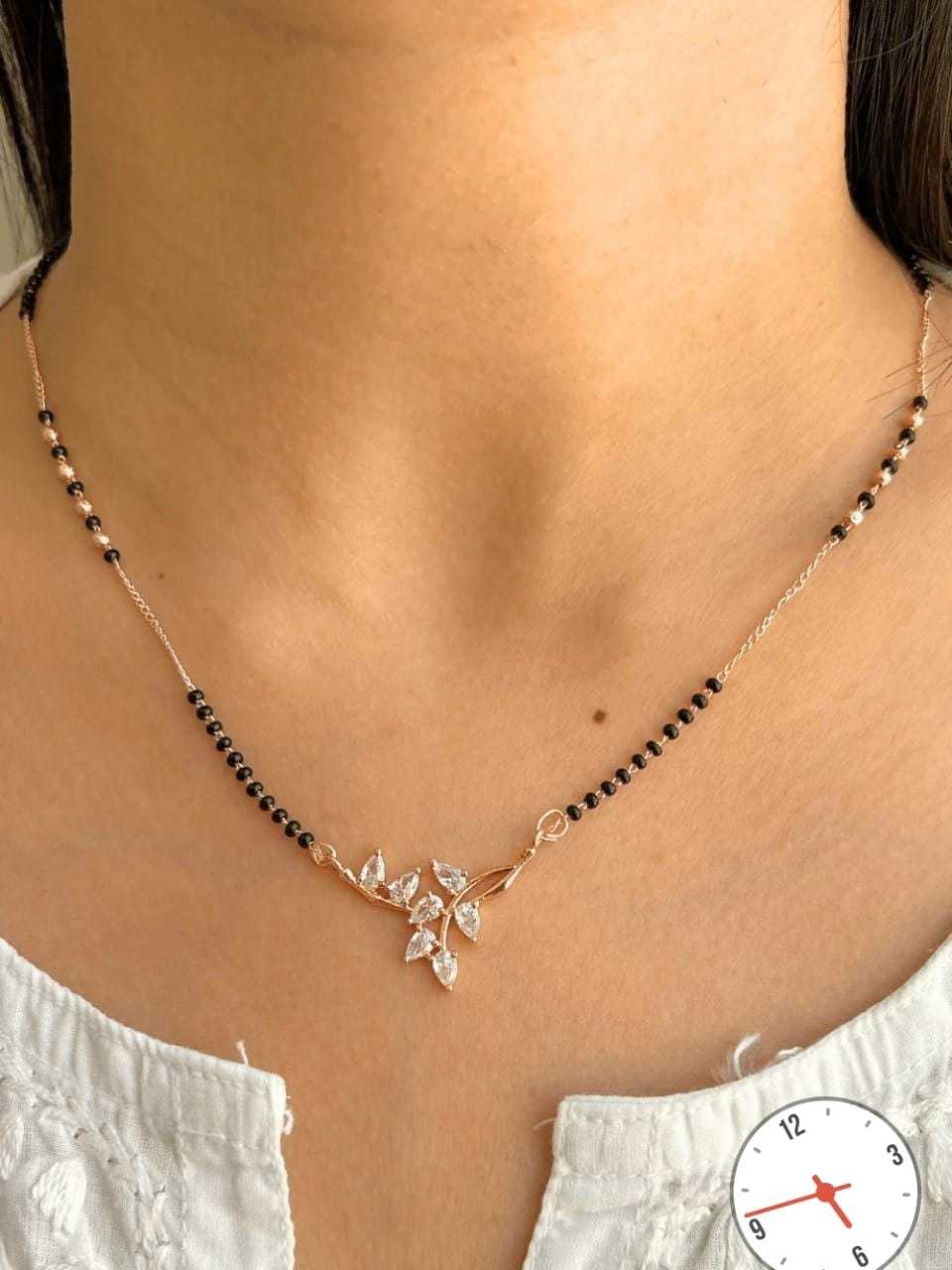 Dainty AD Stone Mangalsutra with Floral, Teardrop & Halo Pendants