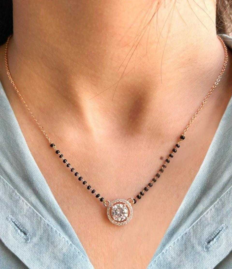 Dainty AD Stone Mangalsutra with Floral, Teardrop & Halo Pendants