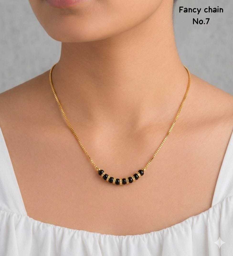 Delicate Chain Necklace with Black Bead Cluster