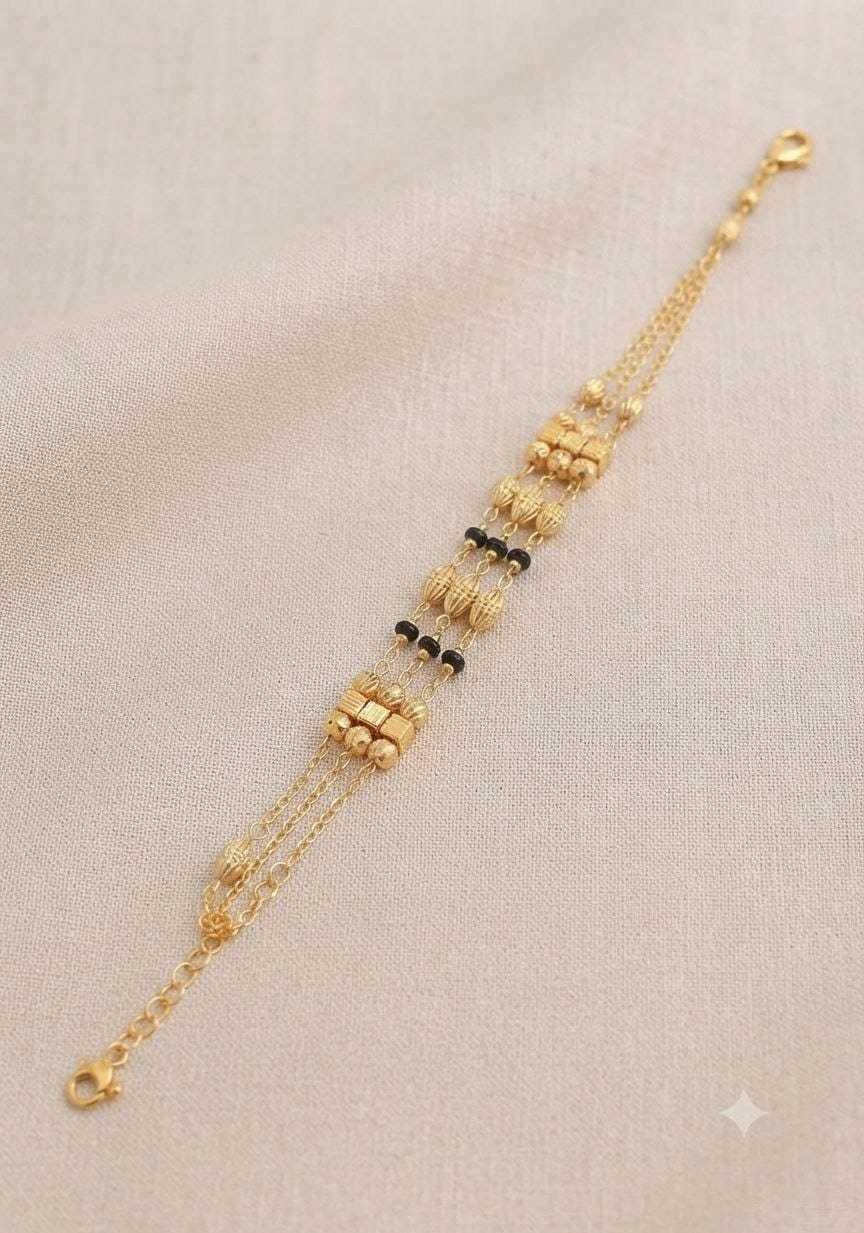 Delicate Hand Bracelet with Black Bead Detail