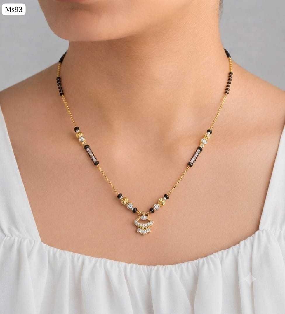 Delicate Mangalsutra with Gold Bead Drops and CZ Accents