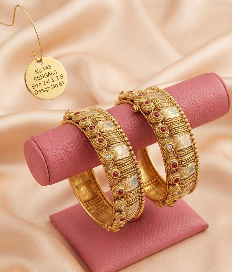 Designer Heritage Bangle Pair with Enamel, Pearls and Kundan