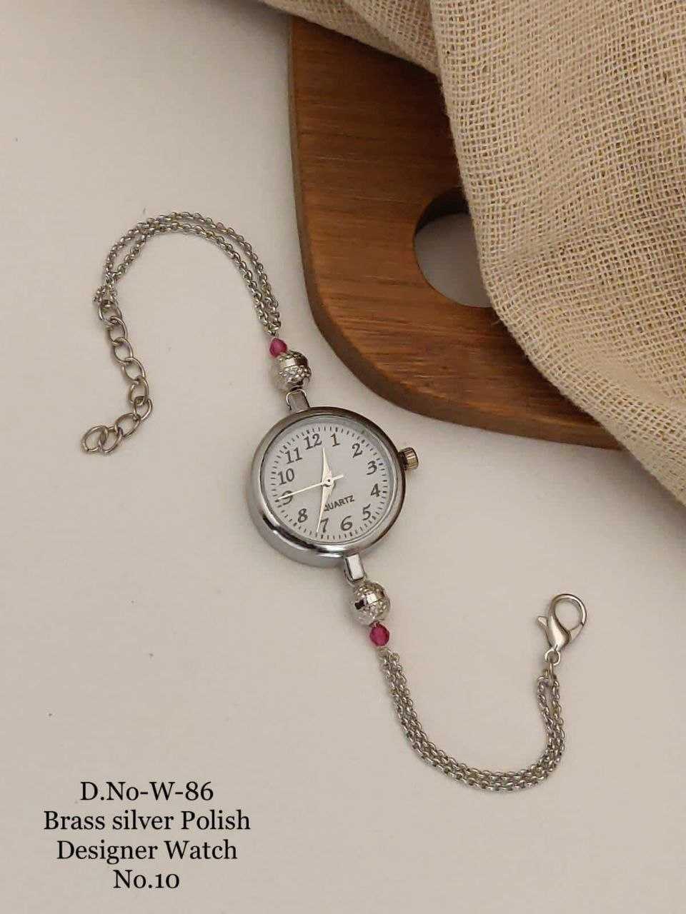 Designer Quartz Watch with Black Bead Strap