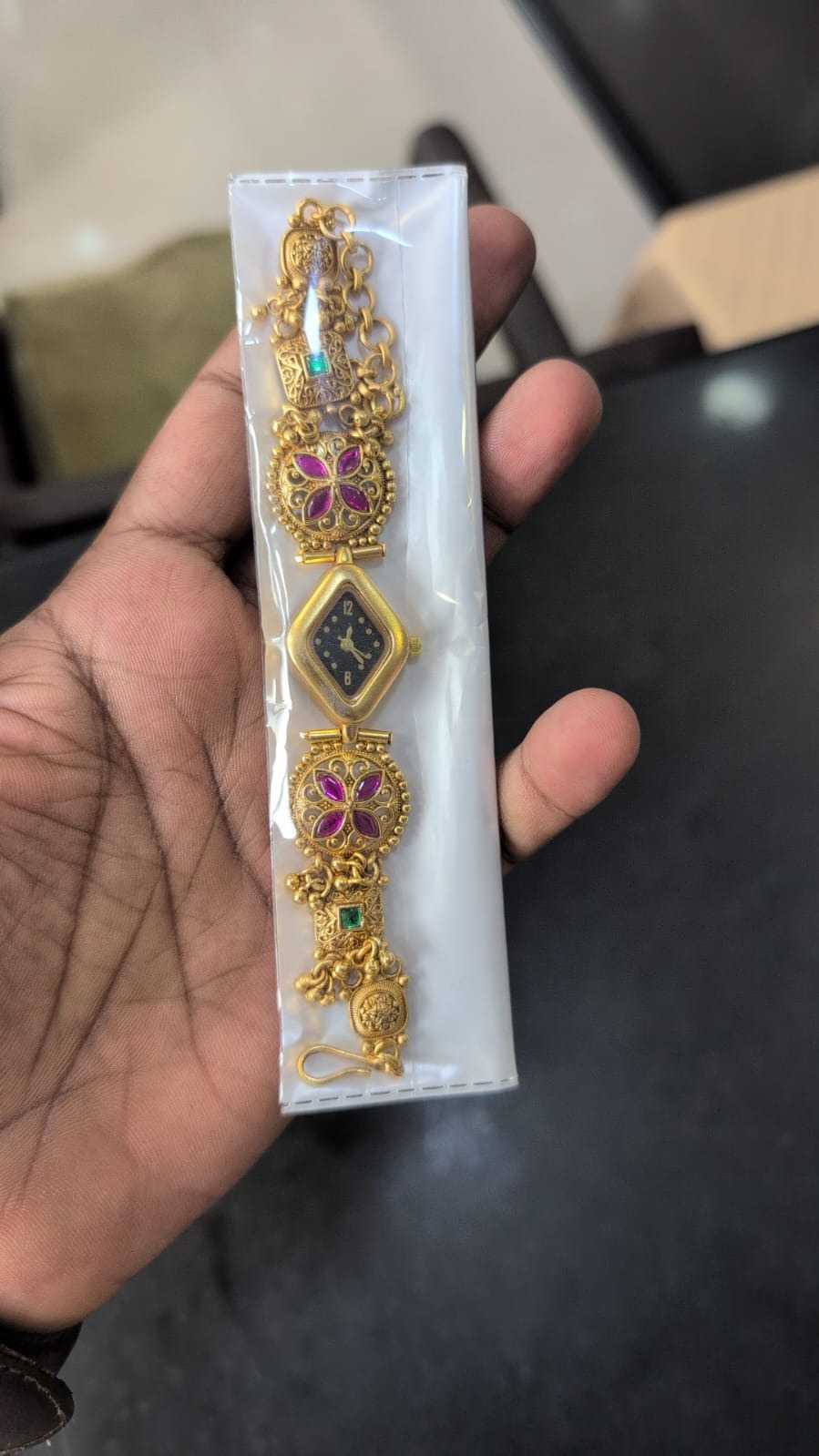 Diamond Shaped Dial Watch with Black Face