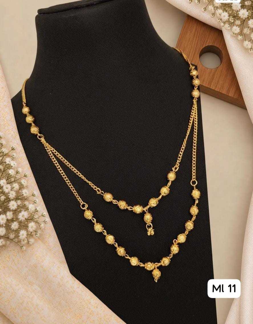 Double and Triple Layer Gold Bead Mala Necklace