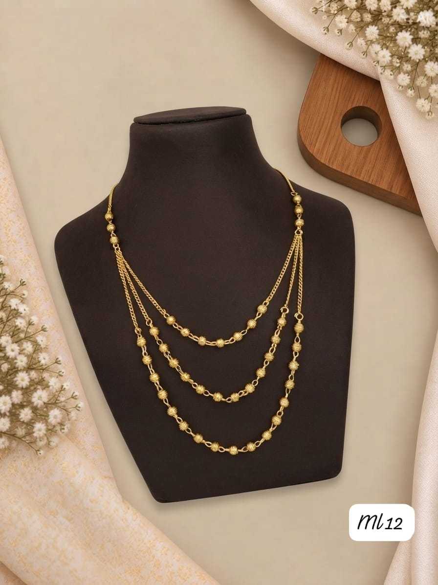 Double and Triple Layer Gold Bead Mala Necklace