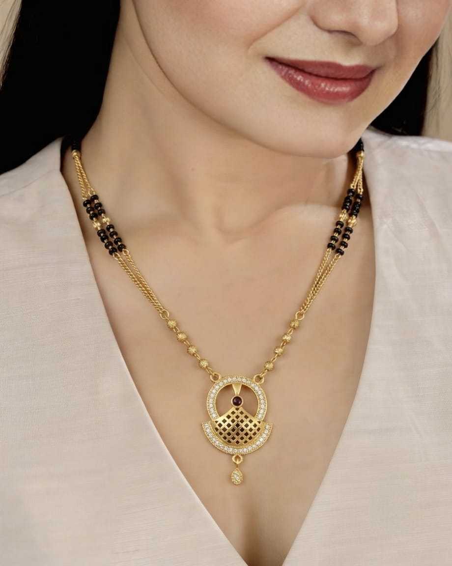 Double Bead Mangalsutra with Round Medallion
