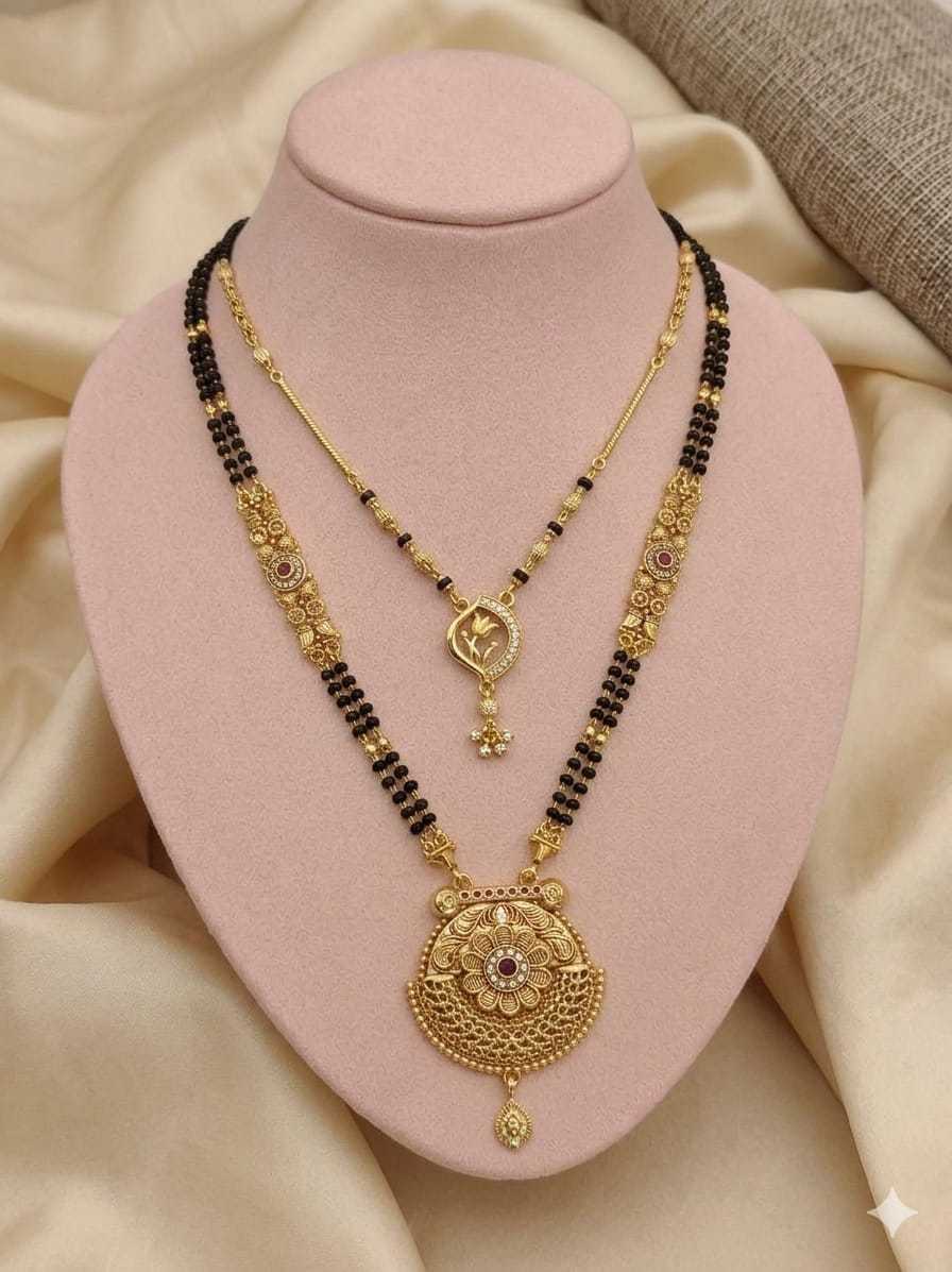 Double Layer Rajvadi Mangalsutra with Earrings