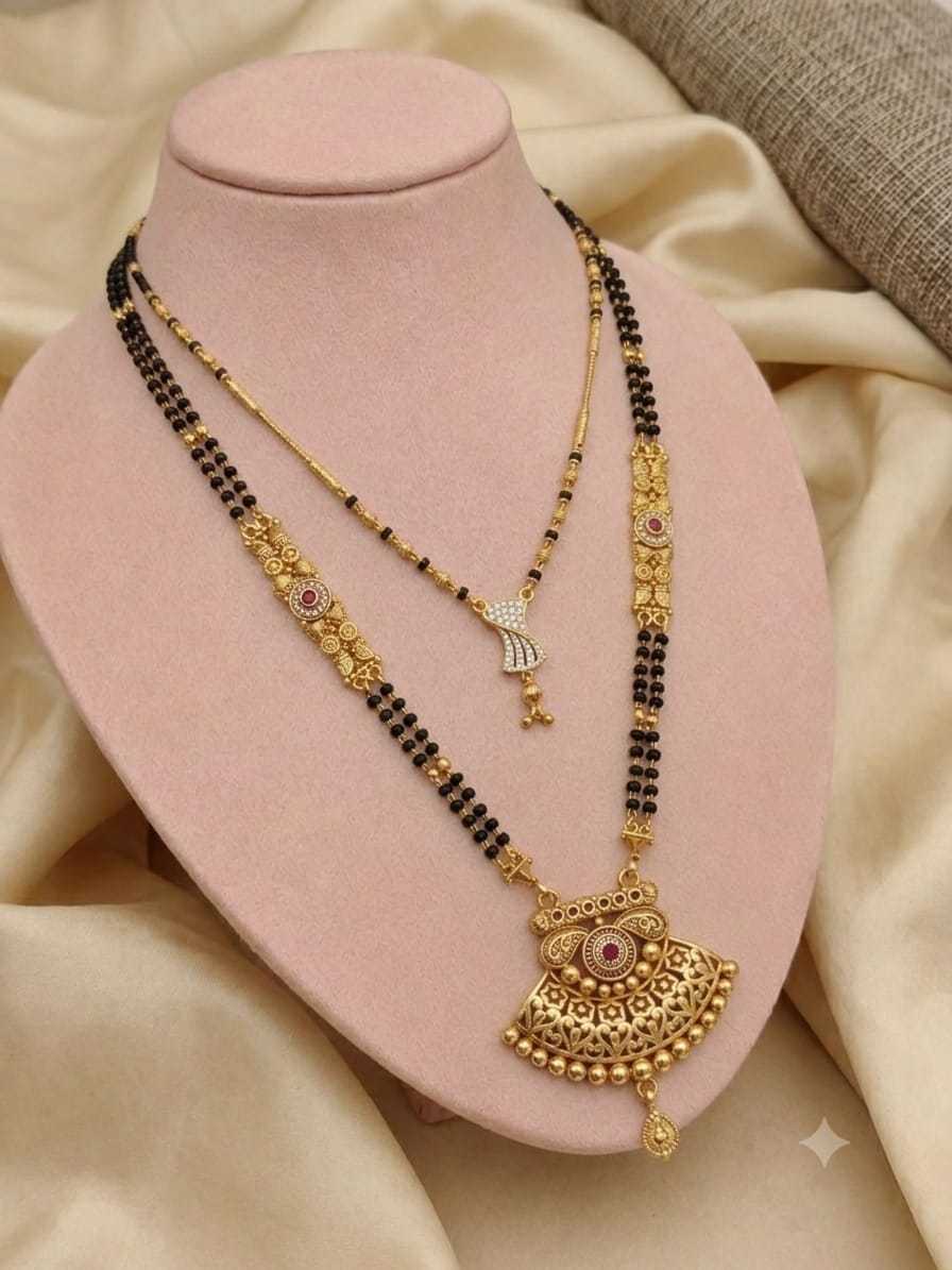 Double Layer Rajvadi Mangalsutra with Earrings