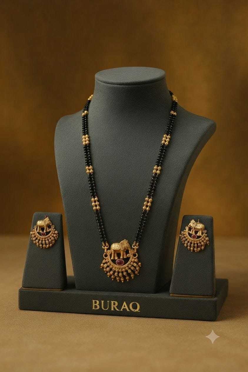 Double Strand Mangalsutra with Red Stone Pendant