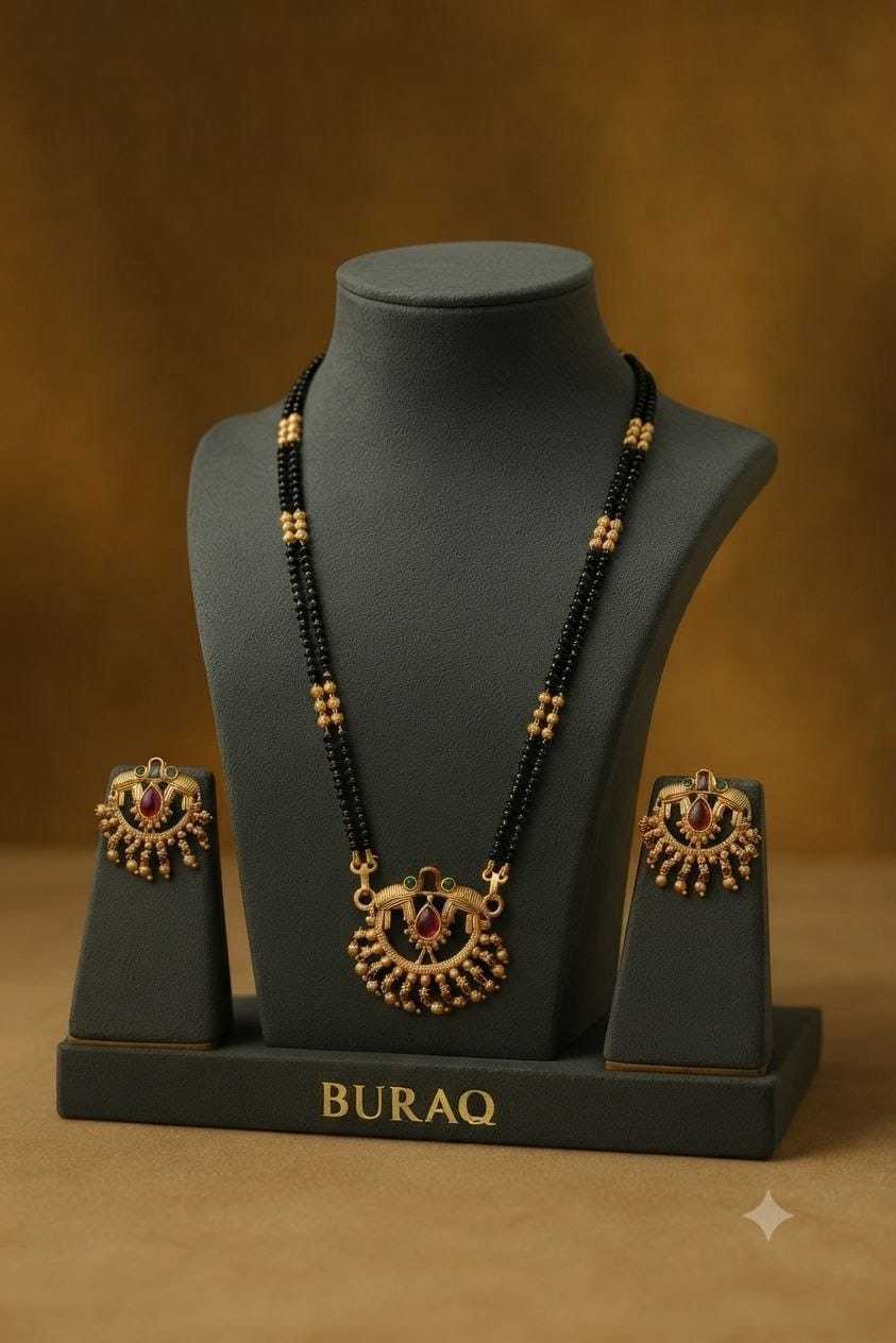 Double Strand Mangalsutra with Red Stone Pendant