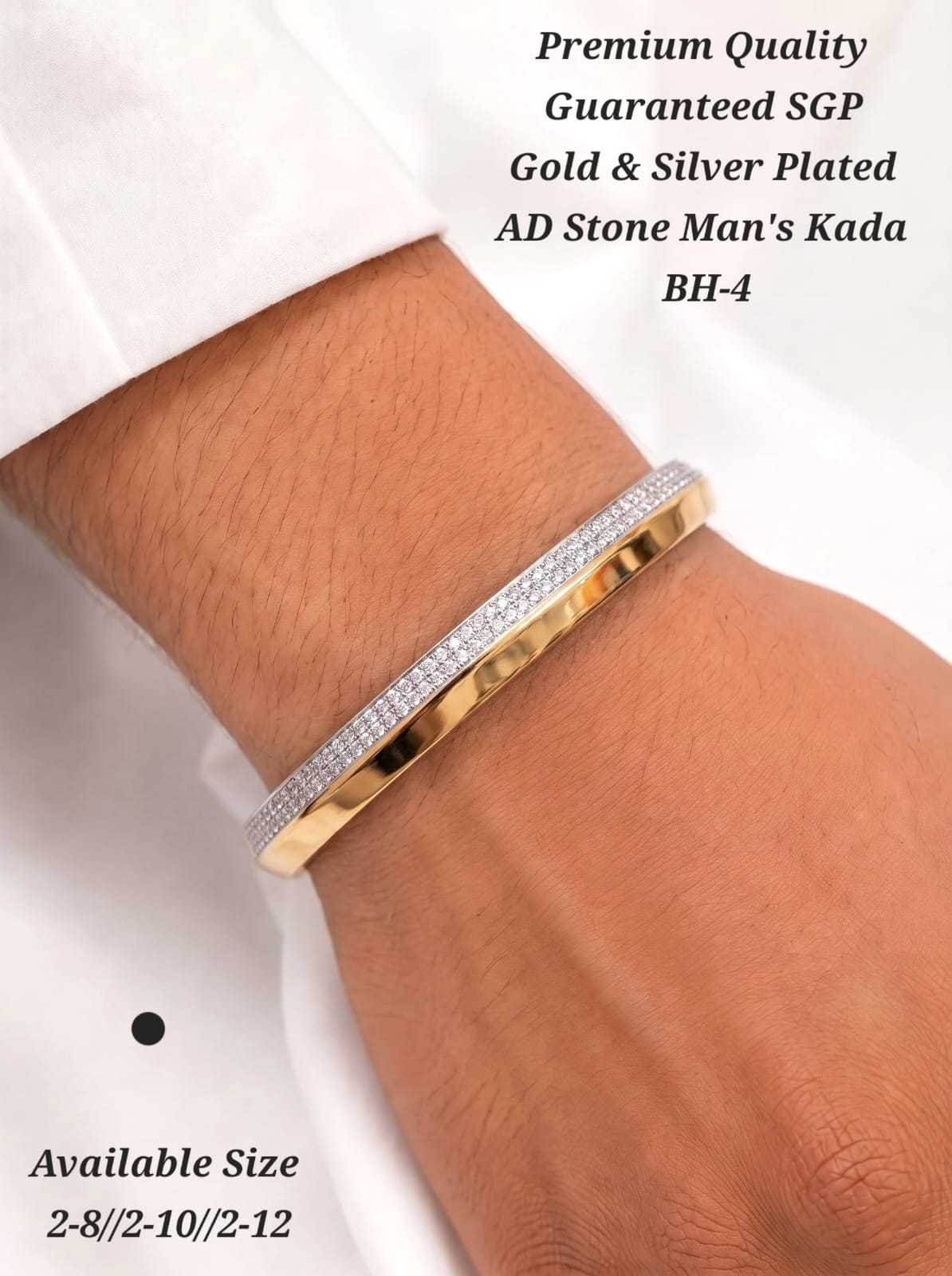 Design C: gold and silver kada without baguette, worn