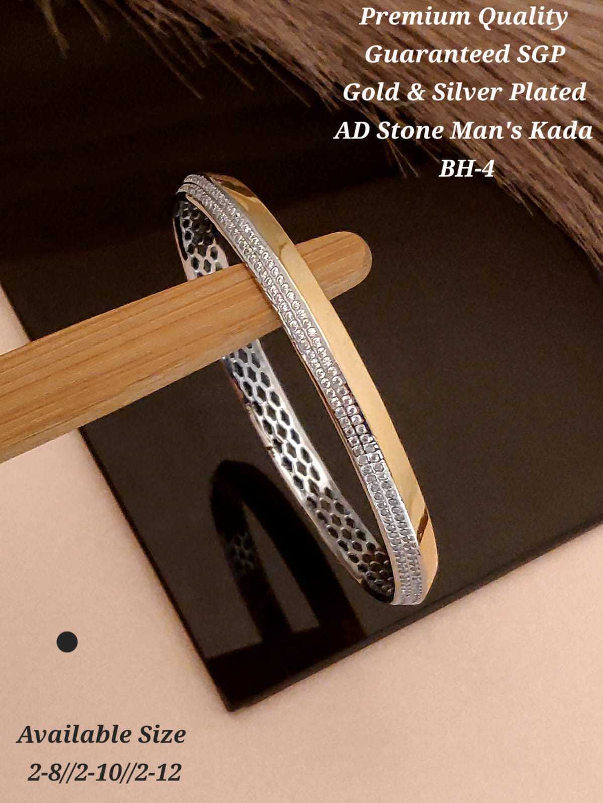 Gold and silver kada showing the CZ rows