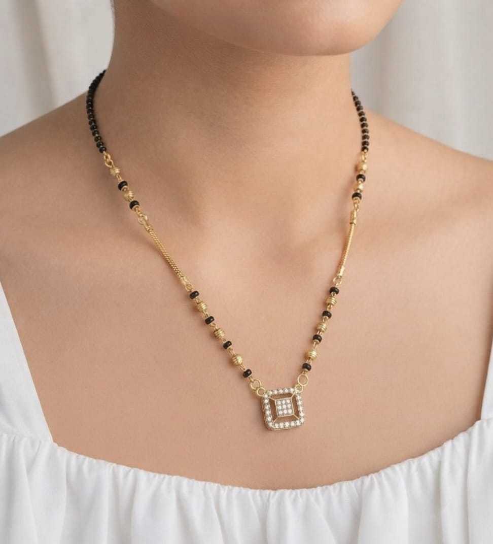 Elegant Square Pendant Daily Wear Mangalsutra