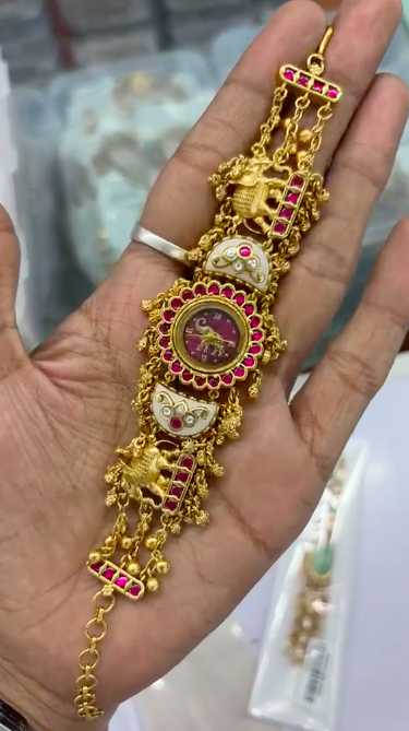 Elephant Motif Bracelet Watch in Antique Gold