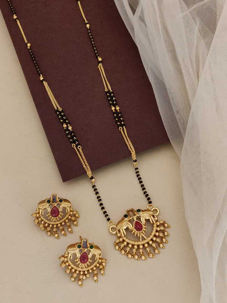 Elephant Pendant Long Mangalsutra with Jhumkas