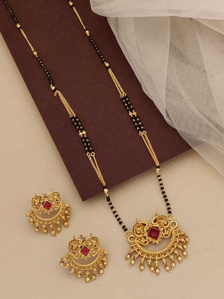 Elephant Pendant Long Mangalsutra with Jhumkas