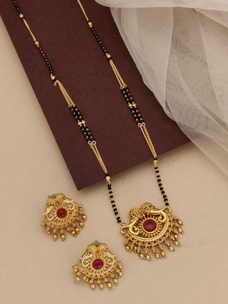 Elephant Pendant Long Mangalsutra with Jhumkas