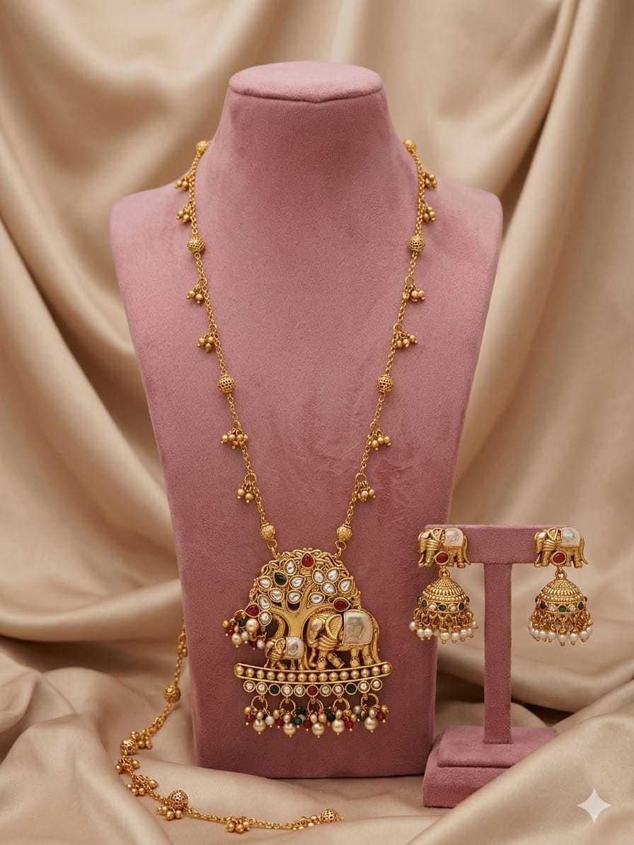 Elephant & Tree of Life Long Necklace Set