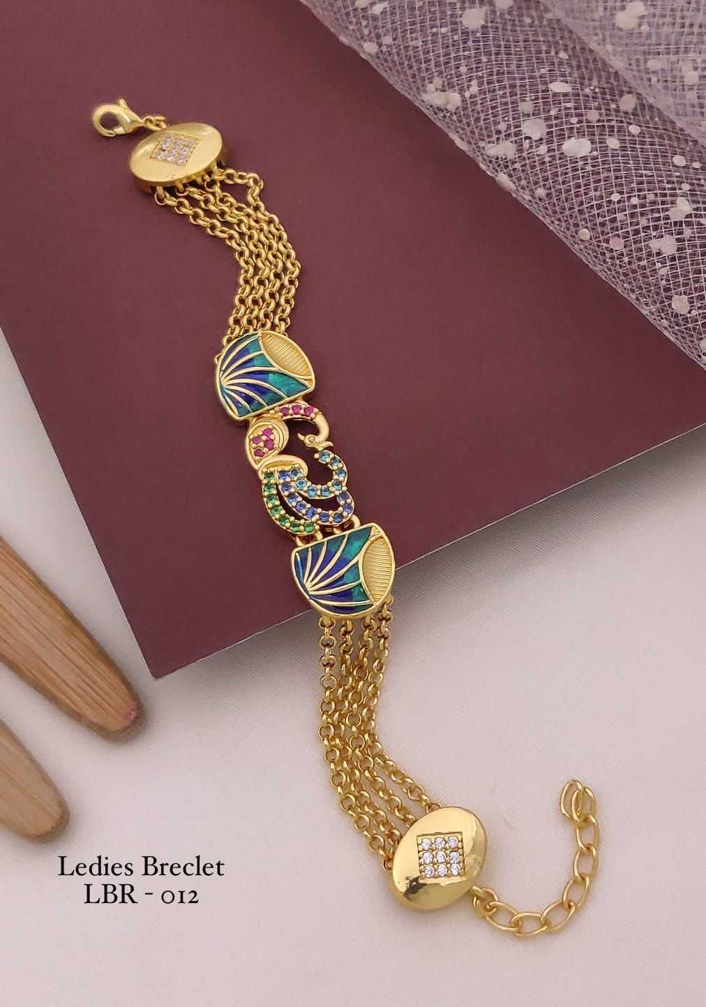 Enamelled Peacock Multi Strand Bracelet