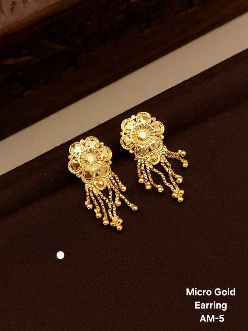 Ethnic Drop Earrings in Rich Micro Gold