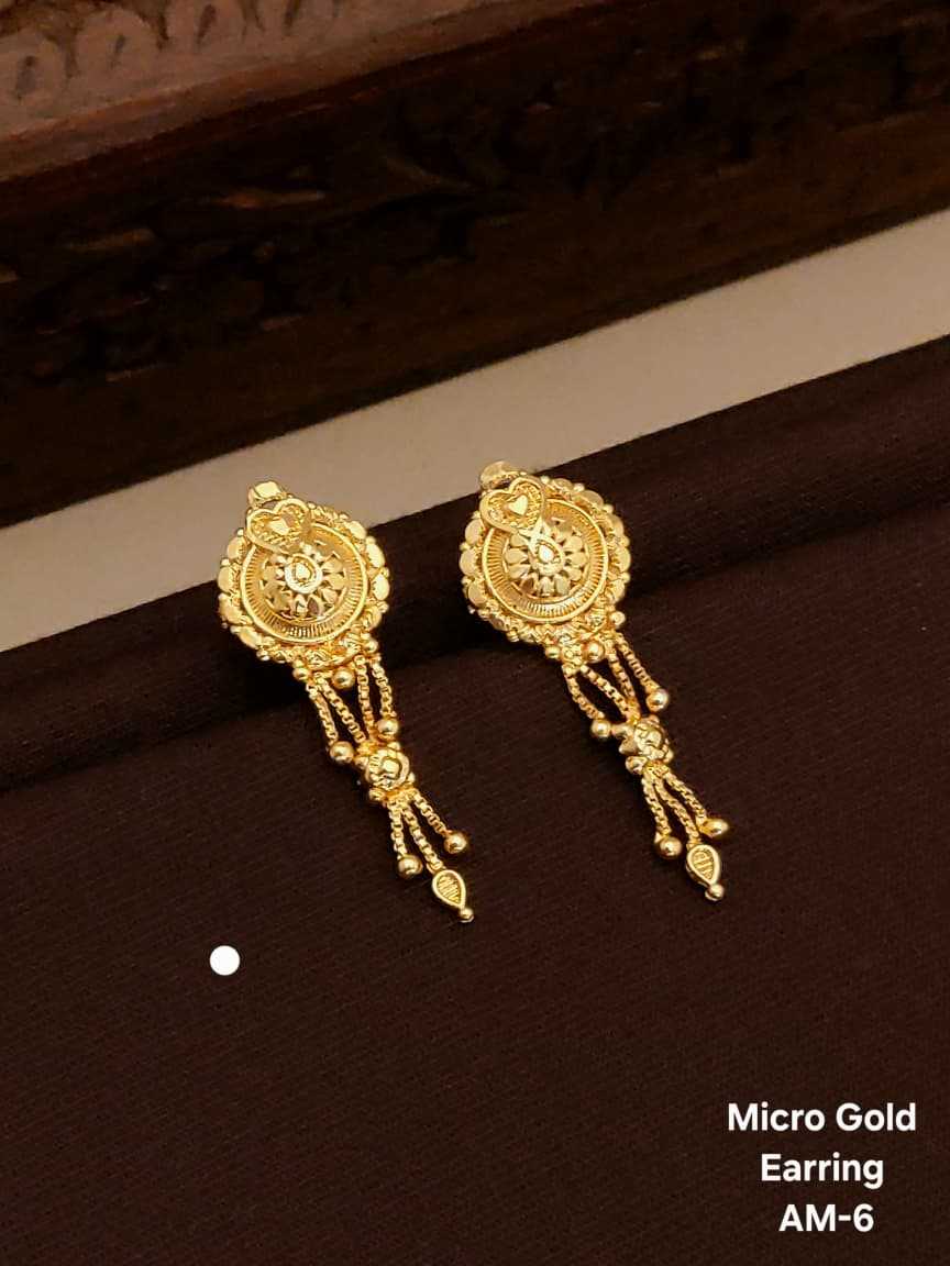 Ethnic Drop Earrings in Rich Micro Gold