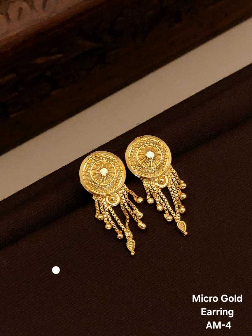 Ethnic Drop Earrings in Rich Micro Gold