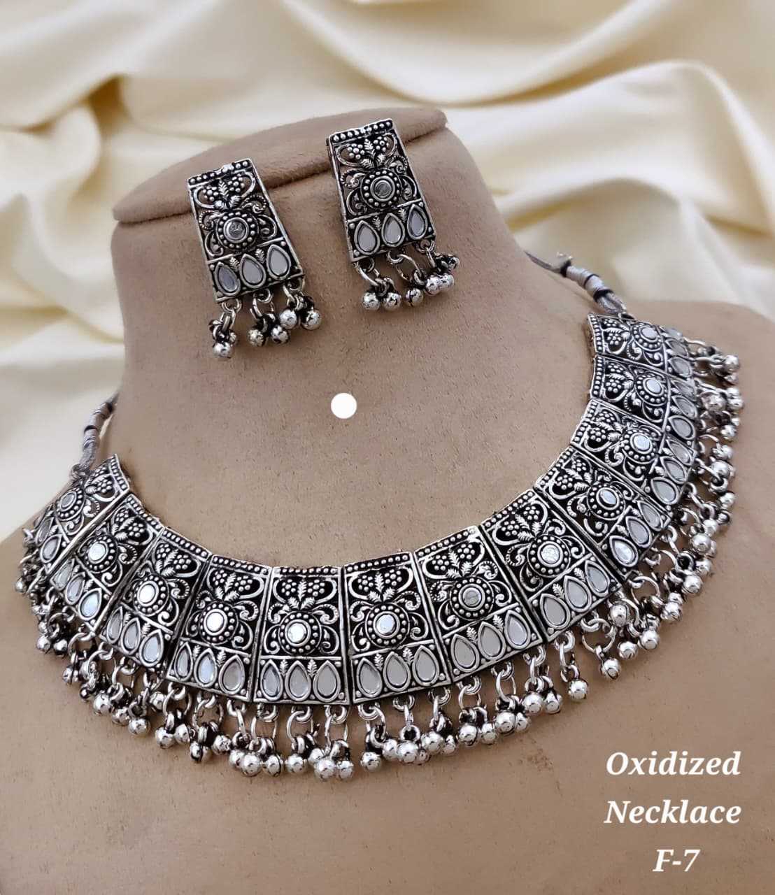 Ethnic Mirror-Work Choker with Drop Earrings