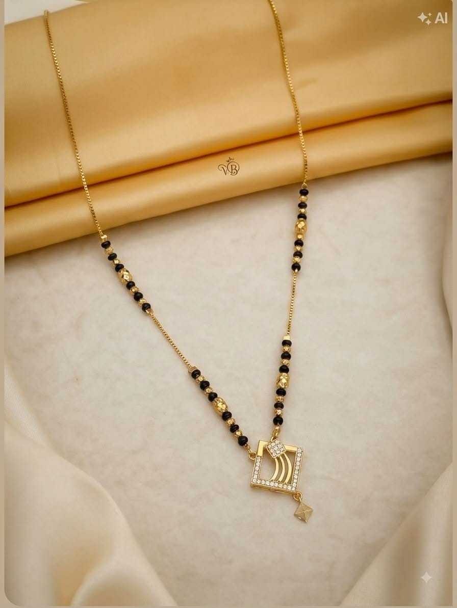 Fan Pendant Mangalsutra with Cubic Zirconia