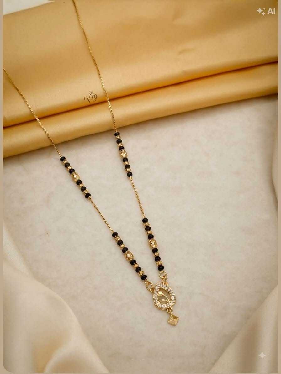 Fan Pendant Mangalsutra with Cubic Zirconia
