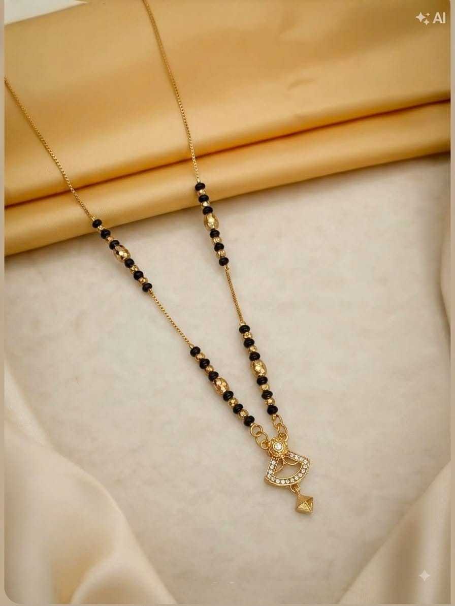 Fan Pendant Mangalsutra with Cubic Zirconia