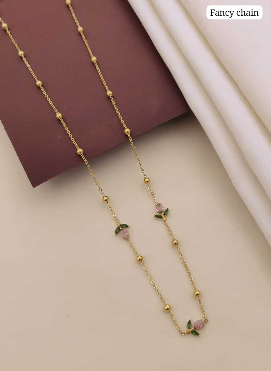 Fancy Chain with Enamel Rose Stations