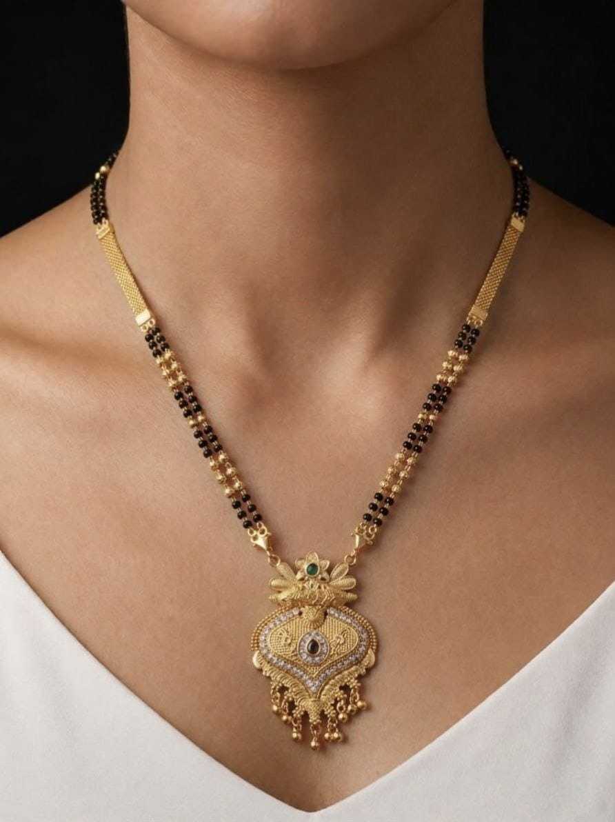 Filigree Teardrop Mangalsutra with Bead Drops