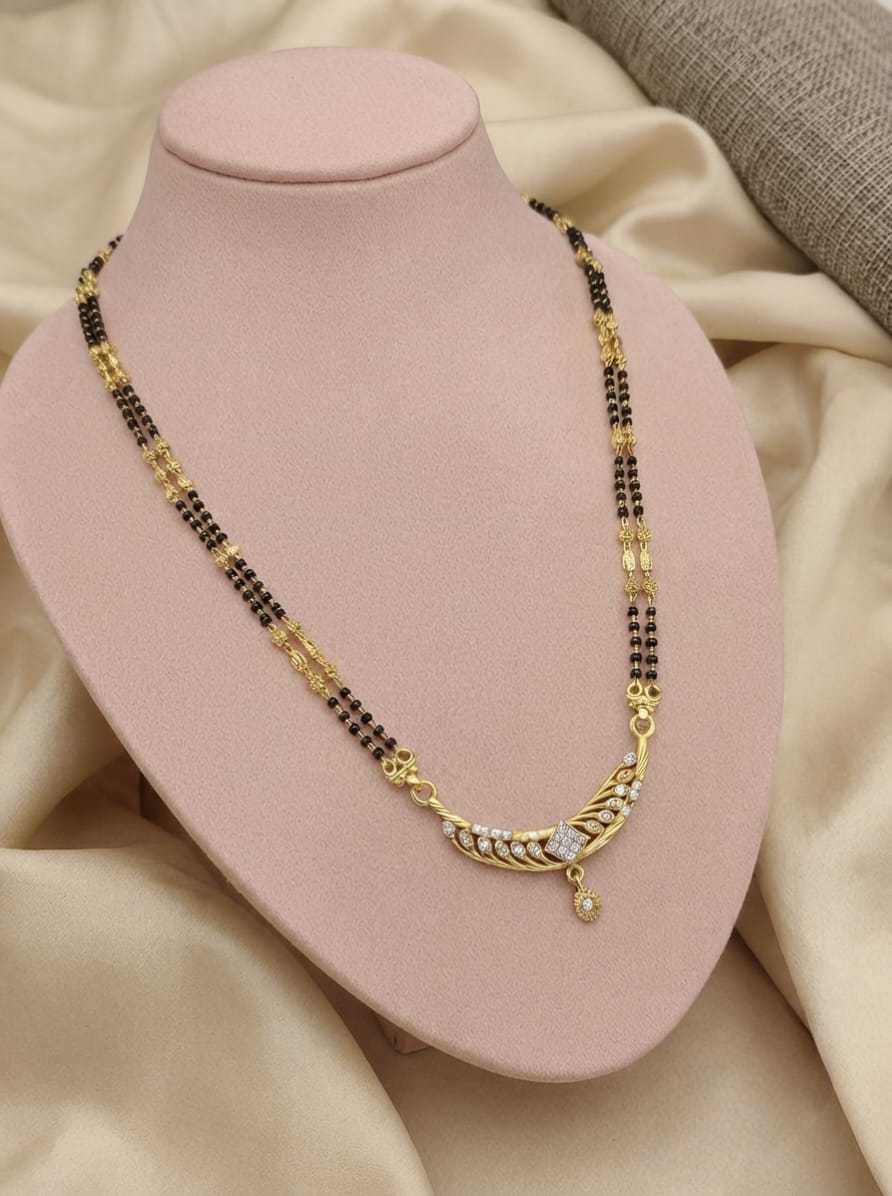 Fine Bead Mangalsutra with Curved Pendant