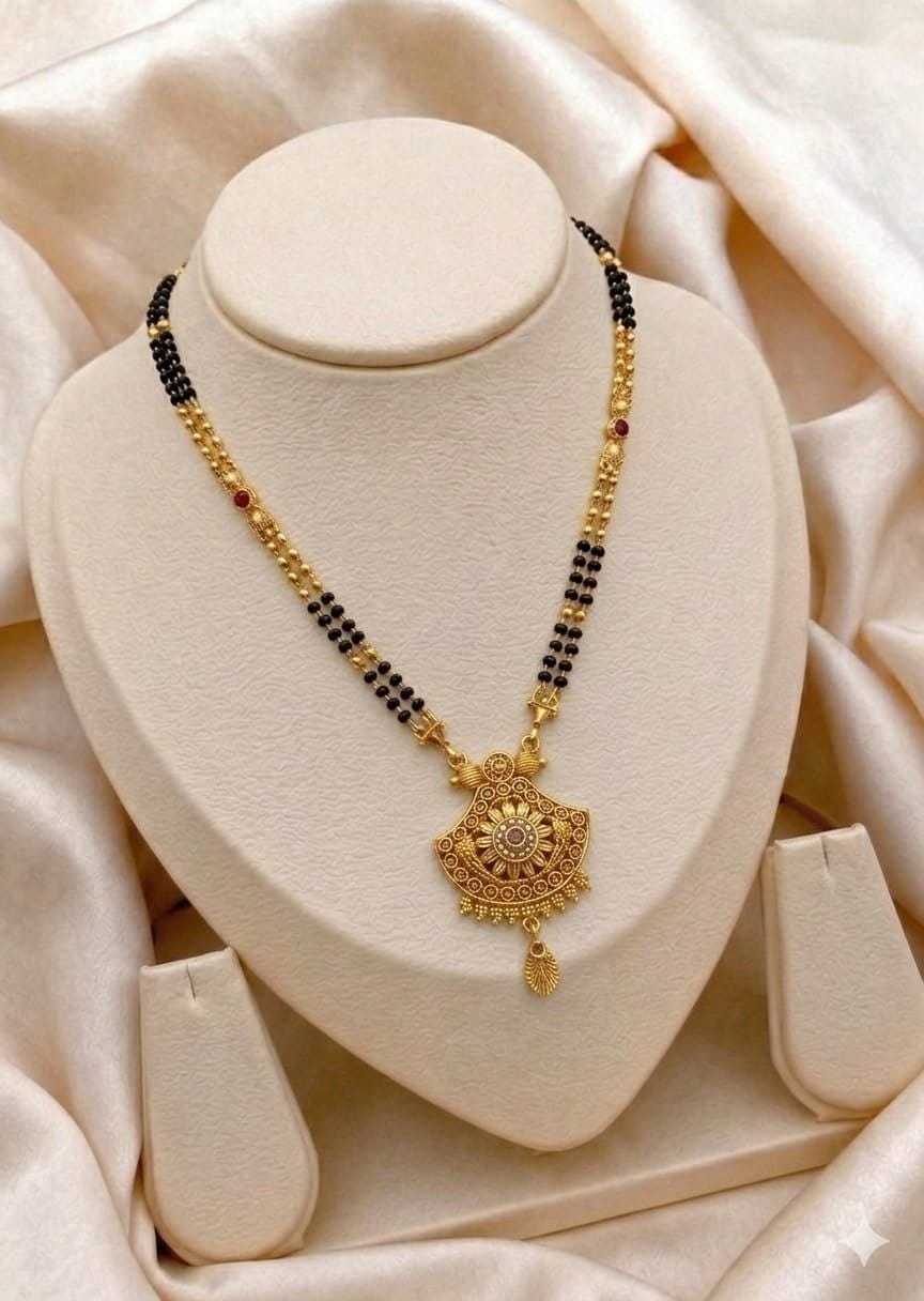 Fine Double Bead Mangalsutra with Small Pendant