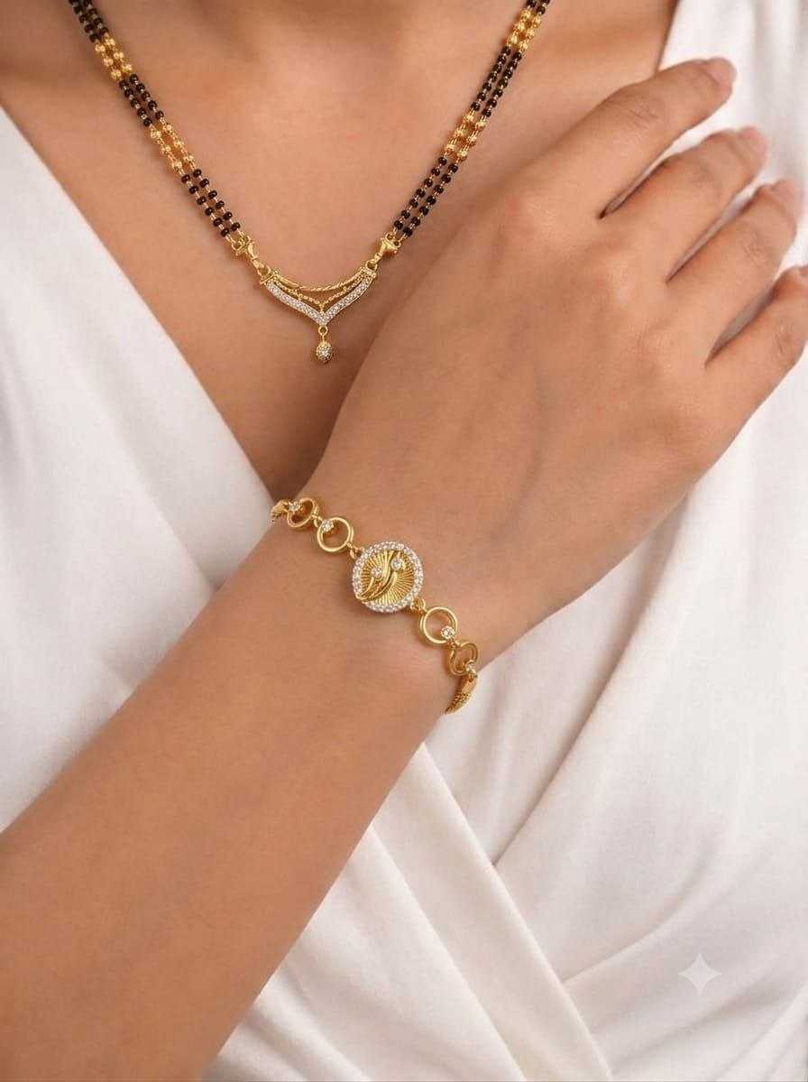 Fine Mangalsutra with Crescent Stone Pendant