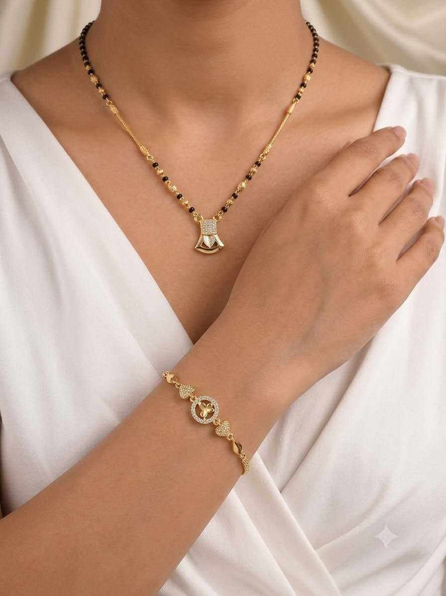 Fine Mangalsutra with Crescent Stone Pendant