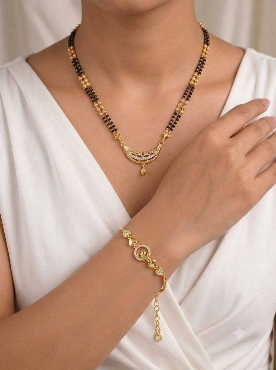Fine Mangalsutra with Crescent Stone Pendant