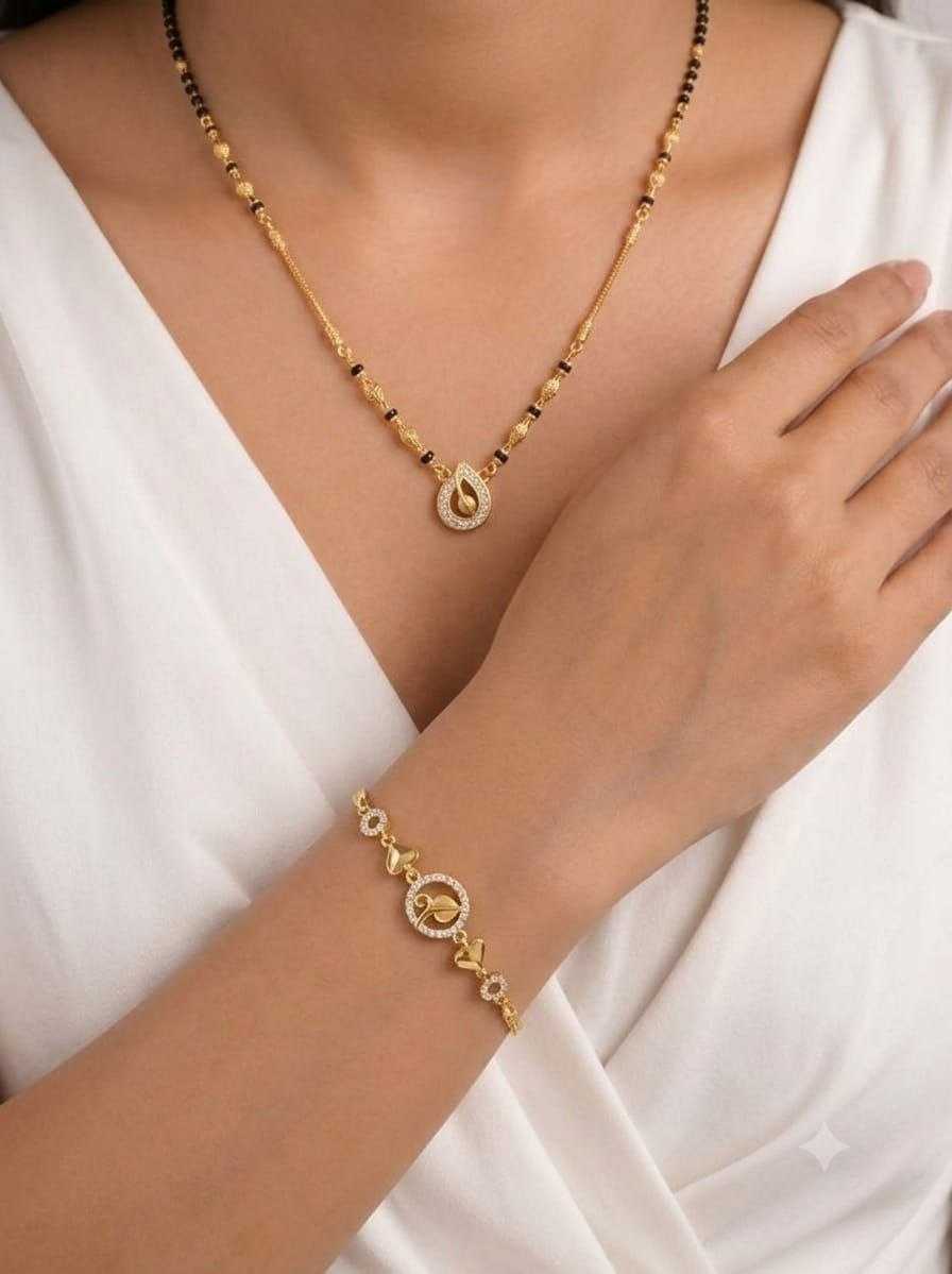 Fine Mangalsutra with Crescent Stone Pendant