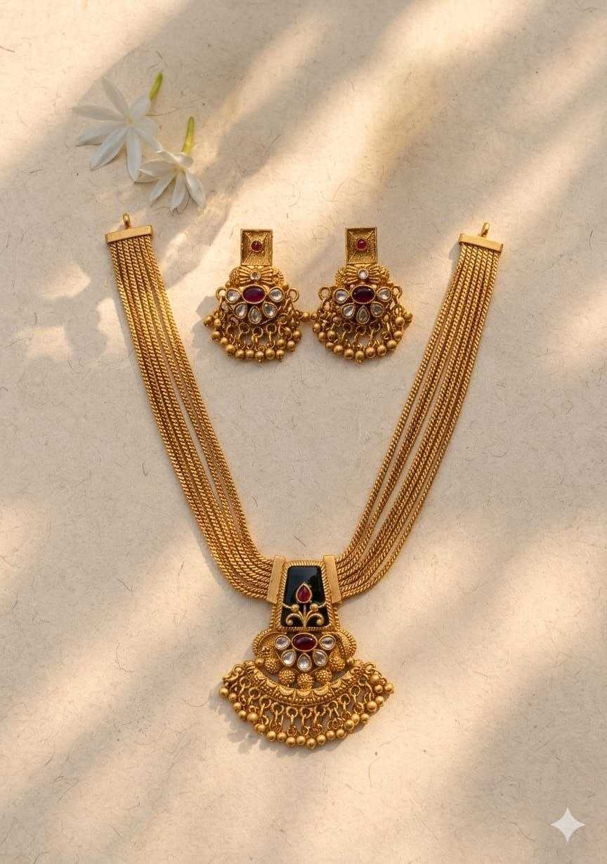 Five Layer Chain Necklace with Ornate Pendant