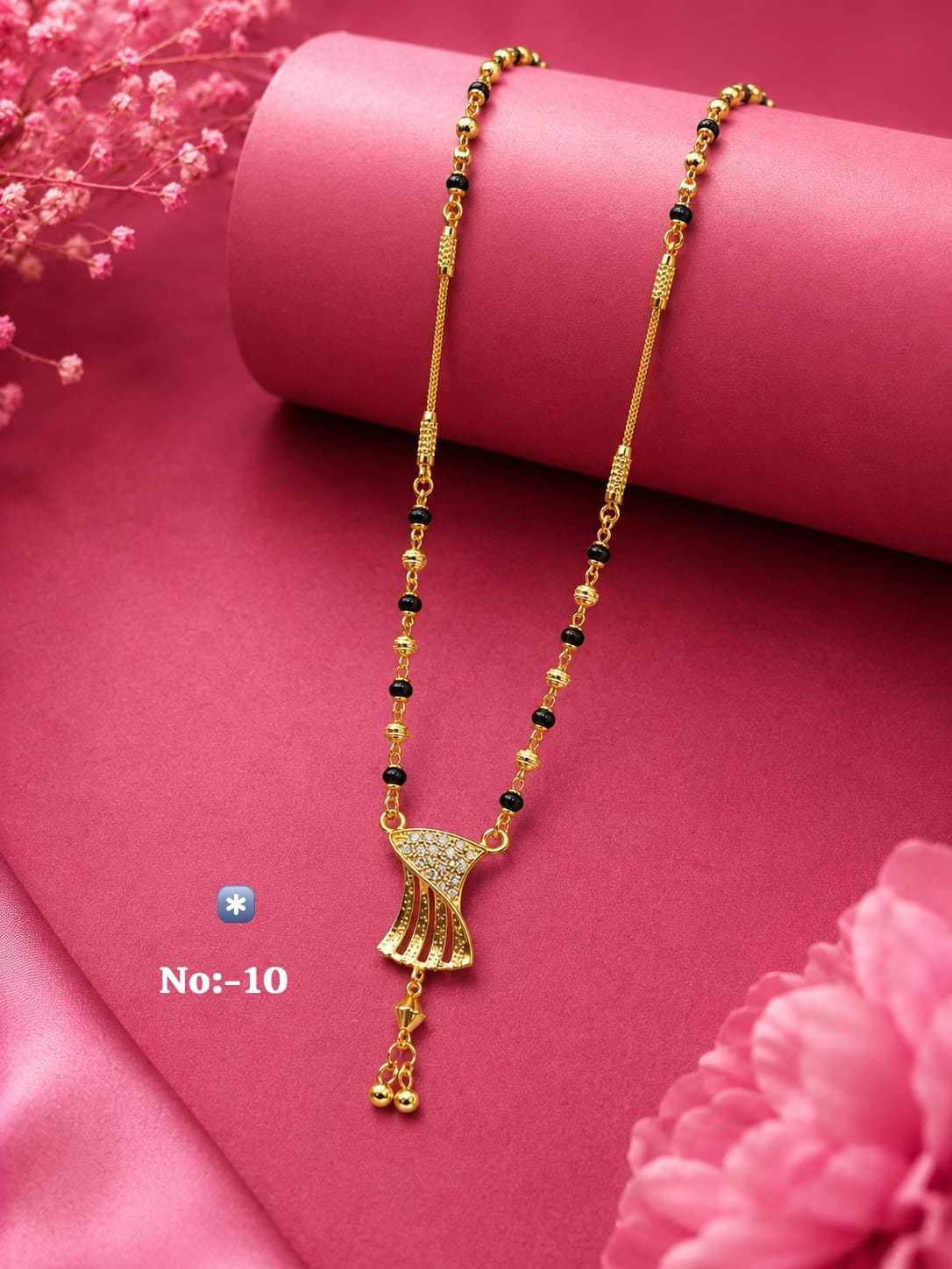 Flared White Stone Pendant Mangalsutra
