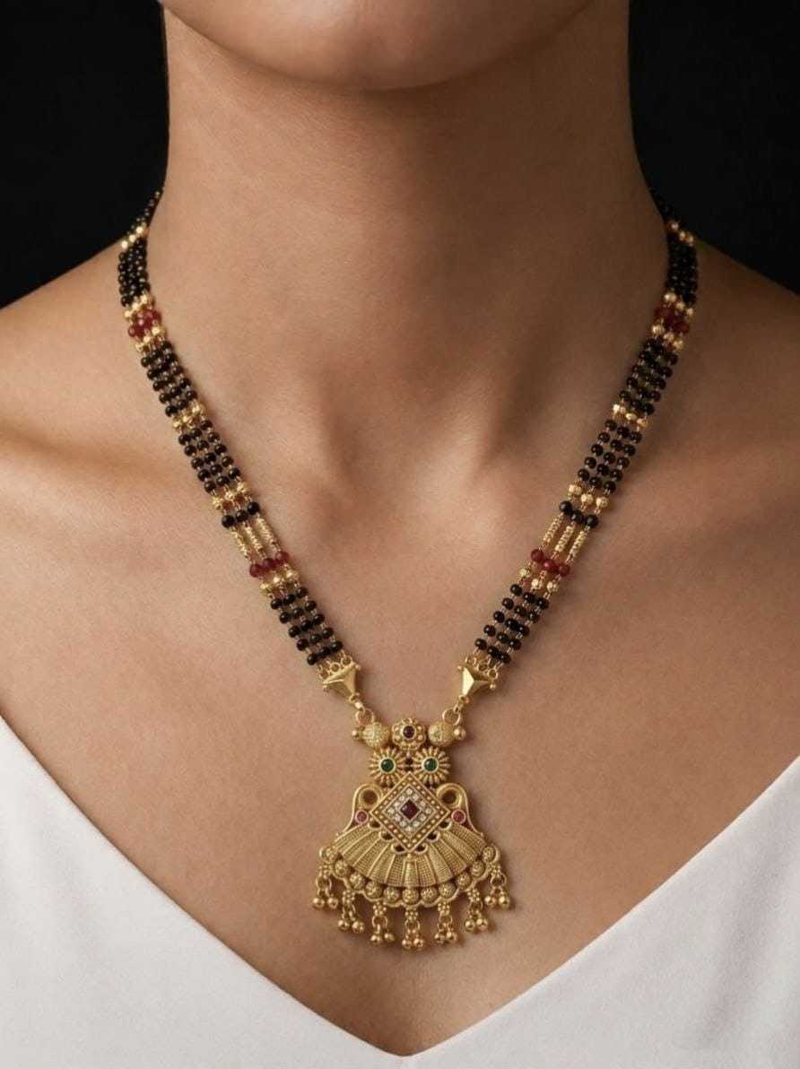 Flat Chain Mangalsutra with Fringe Pendant