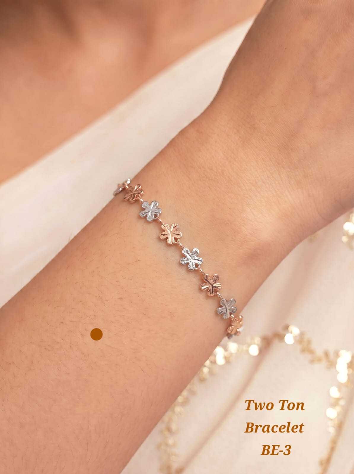 Floral Link Bracelet in Dual Finish