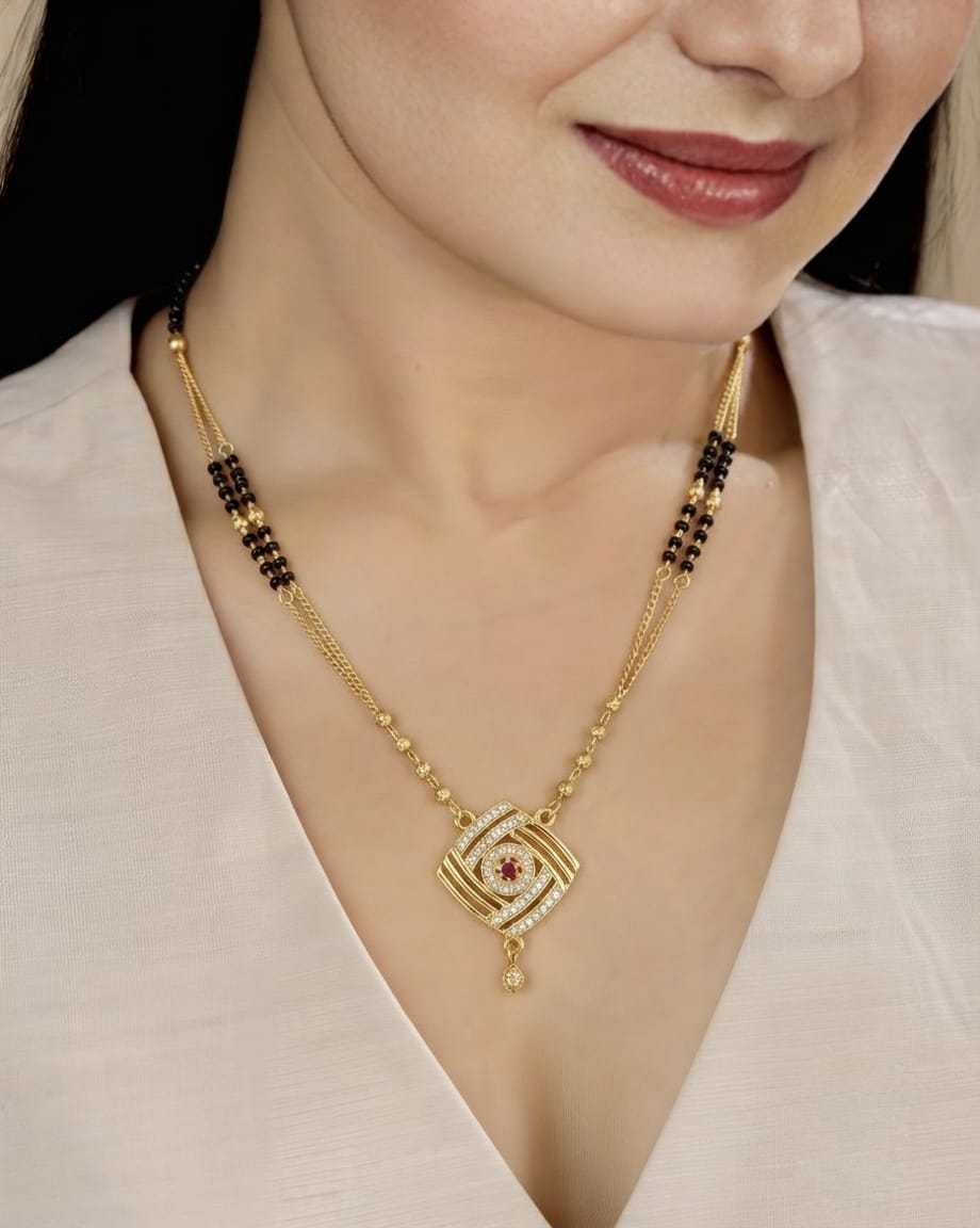 Floral Motif CZ Short Mangalsutra