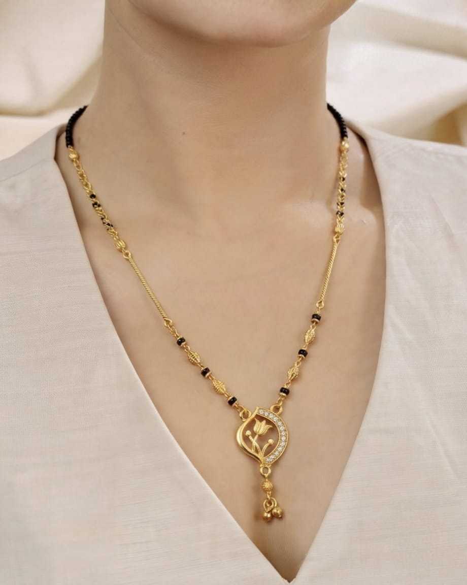 Floral Motif CZ Short Mangalsutra