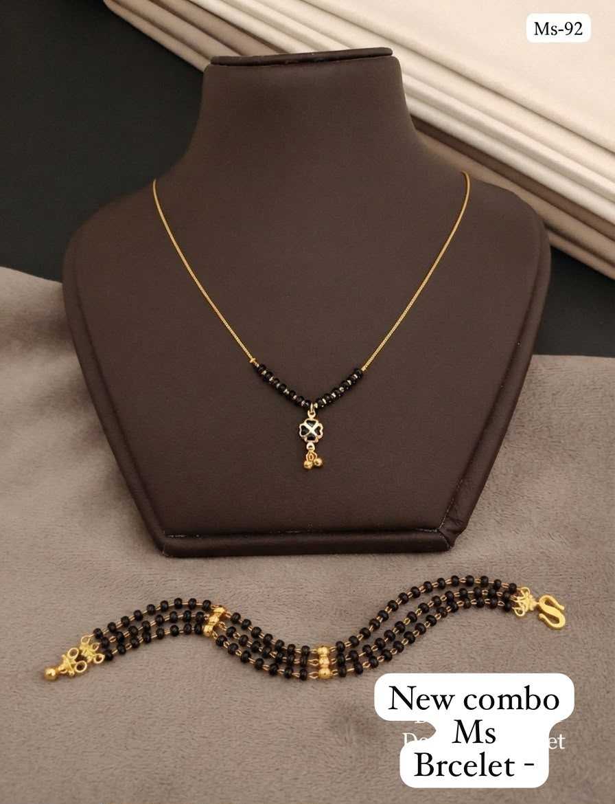Floral Pendant Mangalsutra with Bead Bracelet