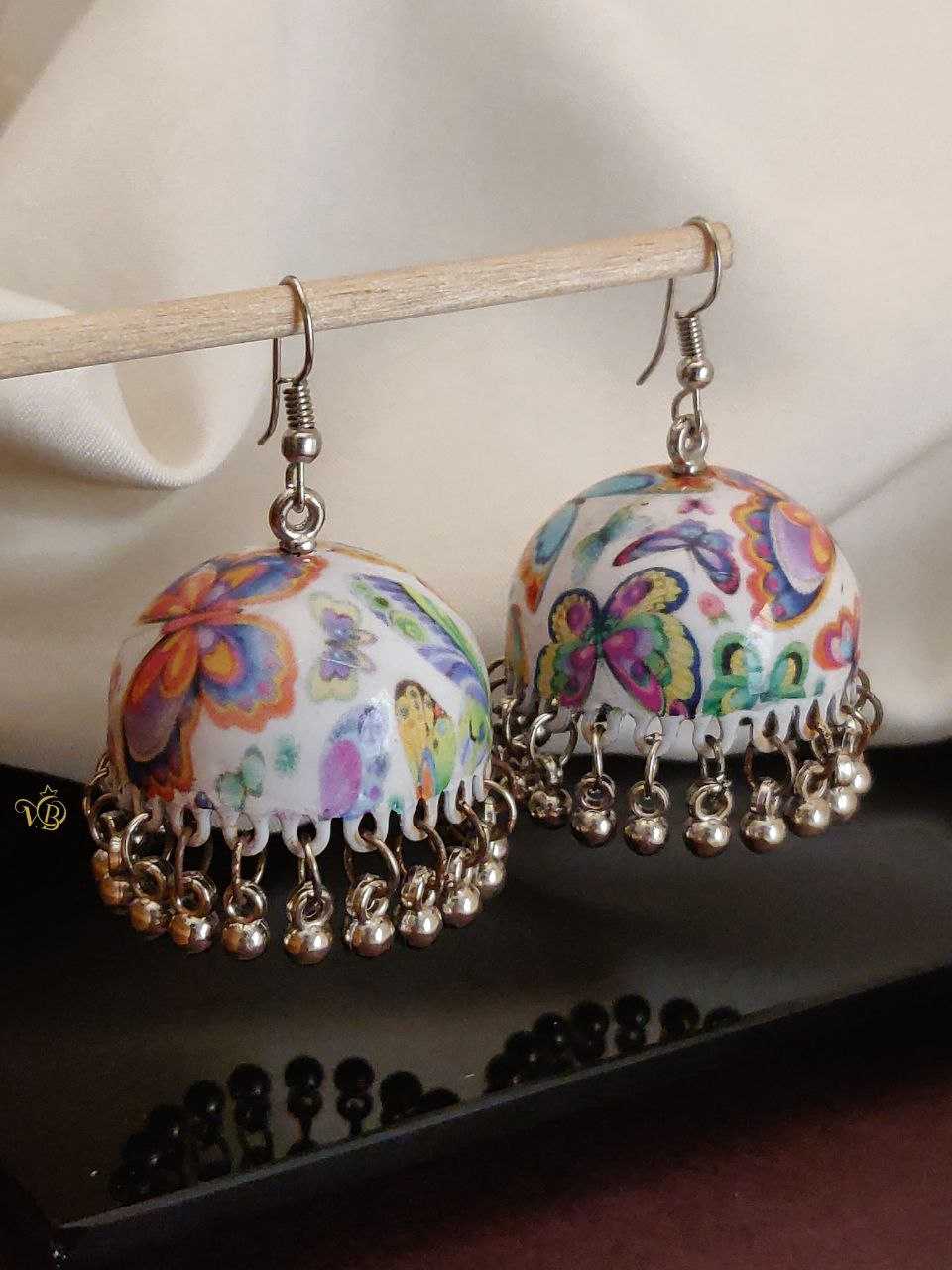 Floral Print Dome Jhumka Earrings