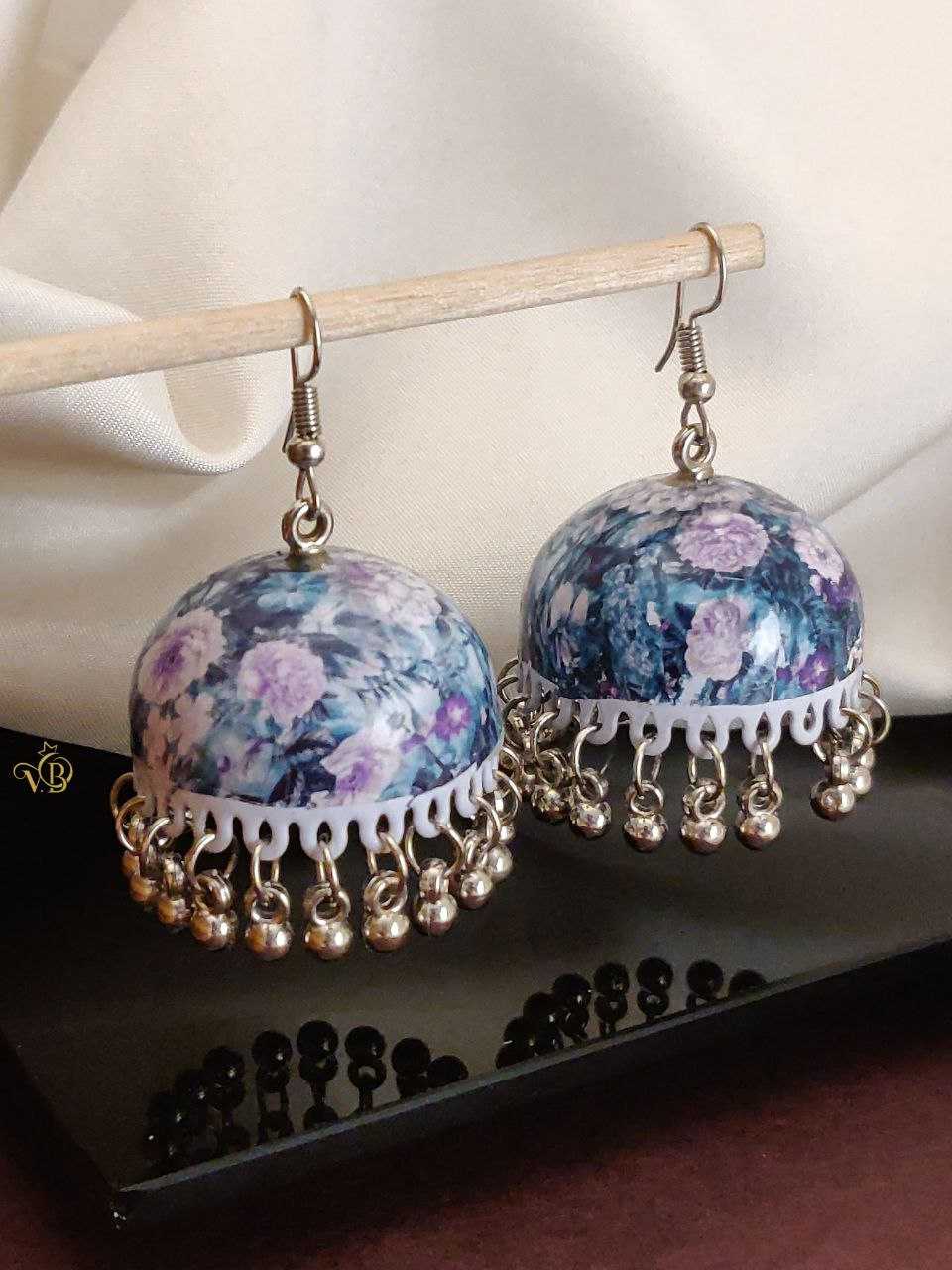 Floral Print Dome Jhumka Earrings