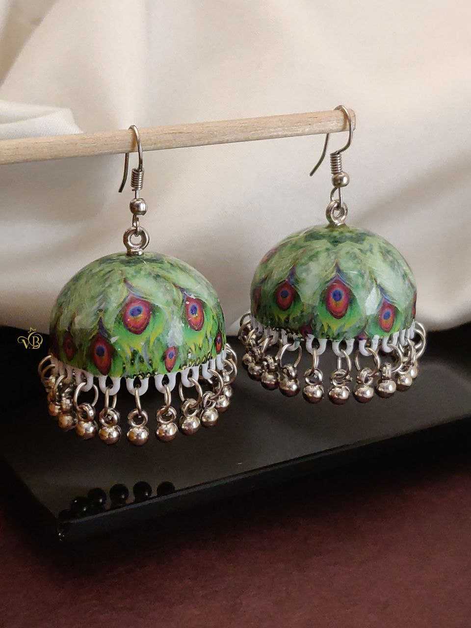 Floral Print Dome Jhumka Earrings